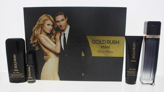 PARIS HILTON GOLD RUSH M 4PCS 3.4 EDP+ 15 ML MINI SPRAY +3.0 SG + 2.75 DEO STICK SET